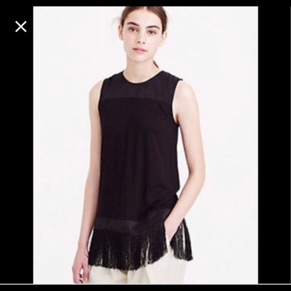 J. Crew Black Fringe Top
